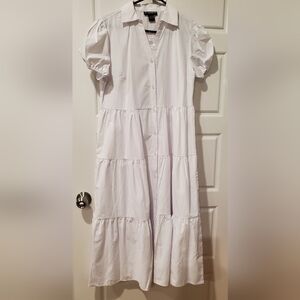 Elegant White Button-Down Casual Dress
